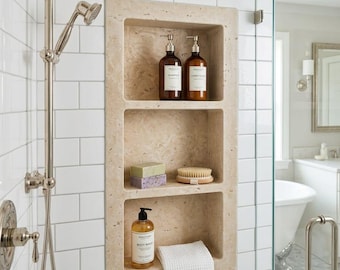 Travertine Stone Shower Niche – Recessed Built-In Storage Shelf for Bathroom & Kitchen