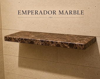 Emperador Marble Wall Mounted Shelf – Hand Carved Luxury Spa Bathroom Decor