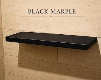 Black Marble Floating Wall Shelf – Luxury Natural Stone Decor for Modern Interiors