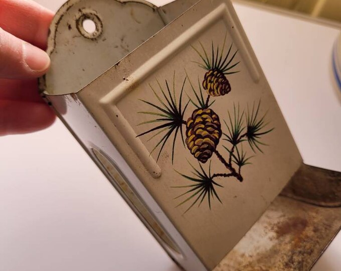 Chippy Vintage Tin Metal Match Box Holder for Hanging by the Etsy