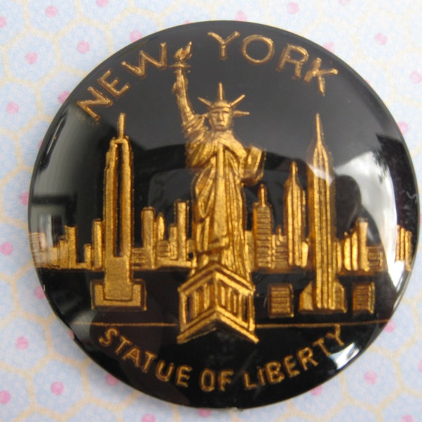 Vintage New York Cabochon Statue of Liberty USA Glass Cabochon Flat Back 30mm Vintage Tourist Souvenir Fournitures
