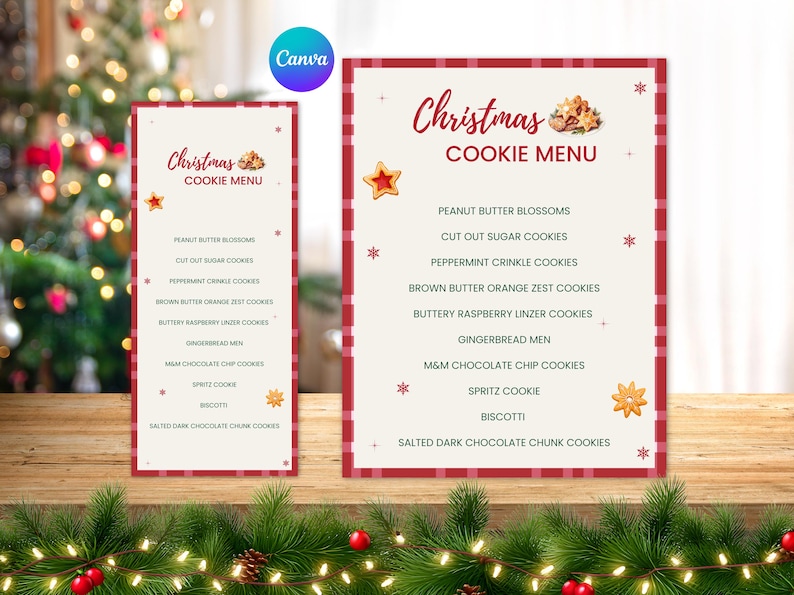 Cookie Menu.pdf Editable Retro Christmas Cookie Menu | Holiday Baking Party Card ...