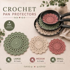 Gehaakte panbeschermer patroon 3 maten kant kookgerei onderzetter hot pad keuken decor housewarming cadeau handgemaakt keukenaccessoire