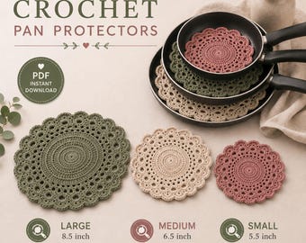 Crochet Pan Protector Pattern 3 Sizes Lace Cookware Pad Trivet Hot Pad Kitchen Decor Housewarming Gift Handmade Kitchen Accessory