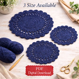 Patroon gehaakt placemat, boerderijkeukendecor, snel en eenvoudig patroon, beginnersvriendelijke pdf