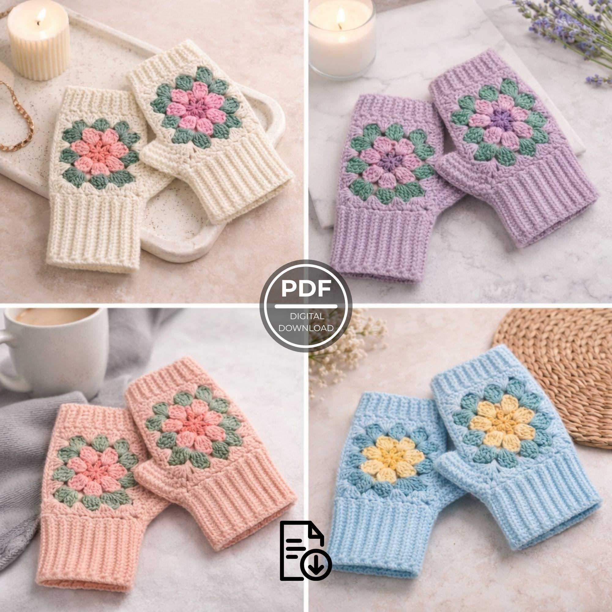 CROCHET PATTERN, Granny Square Mittens, Basic Mitten Hand Warmers ...