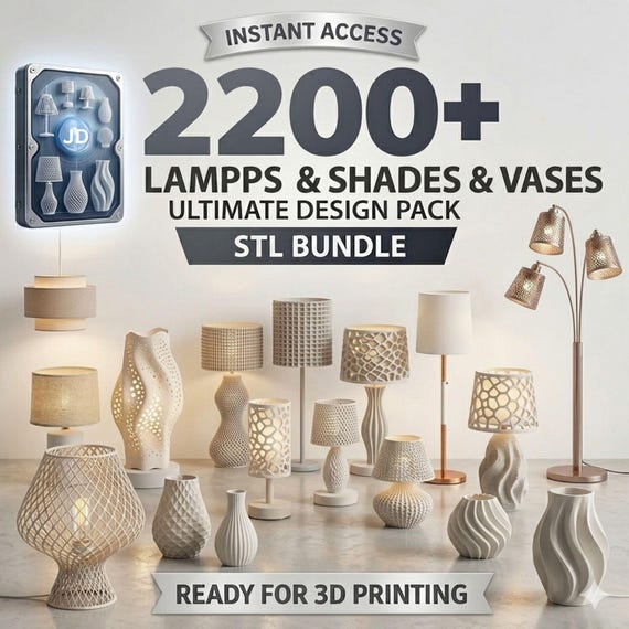 2200+ 3D Printable Lamps and Vases planters Bundle Huge 3D Print Files Pack Organizer & Modern Decor STL for Commercial use Instant Download