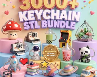 Mega-Bundle mit über 3000 Schlüsselanhängern im STL-Format | 3D-Druckdateien & kommerzielle Lizenz