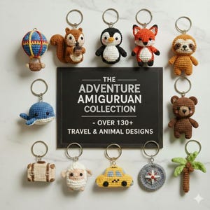 Mais de 130 padrões de chaveiros de crochê amigurumi, miniaturas de pelúcia kawaii e brinquedos sem costura (download em PDF)