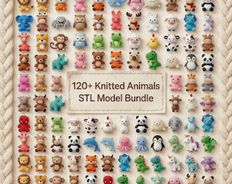 120+ gestrickte Tier STL Bundle, Amigurumi 3D Print Spielzeug (digitaler Download)