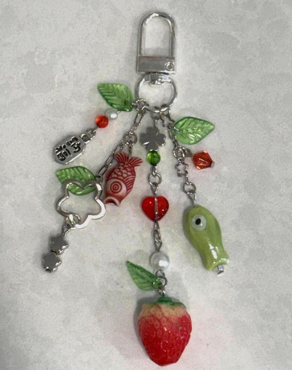 Leafy Strawberry Igari Keychain - Etsy Leafy Strawberry Igari Keychain - Etsy