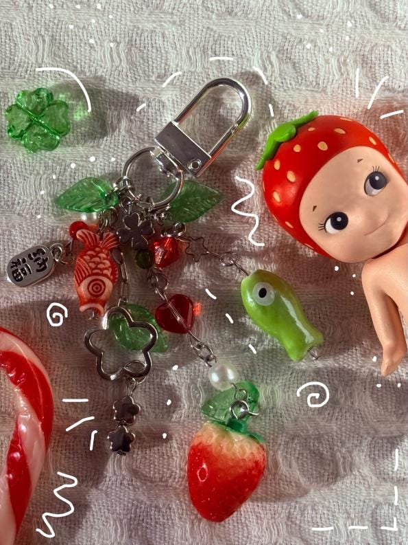 Leafy Strawberry Igari Keychain - Etsy