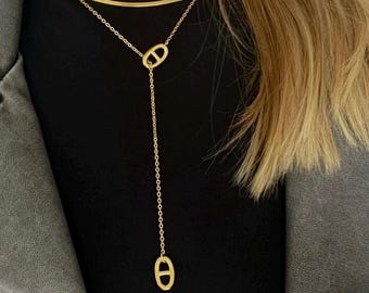 long navy mesh necklace