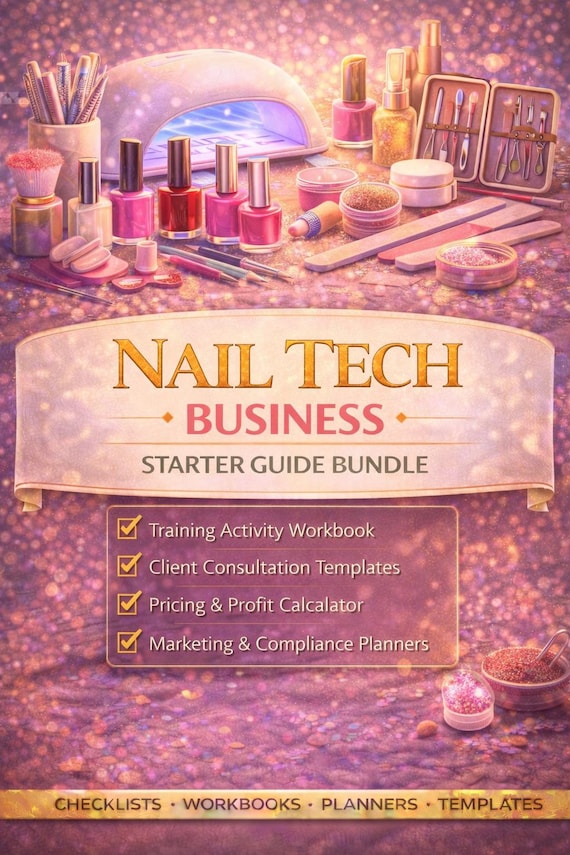 Nail Tech Business Starter Guide Bundle, Start a Nail Technician Business, Nail Salon & Beauty Ebook, Digital Download