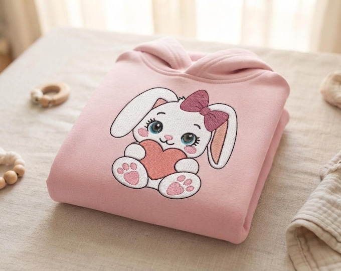 Machine Embroidery File: Love Rabbit with Heart, Valentine Bunny Design (Instant Download)
