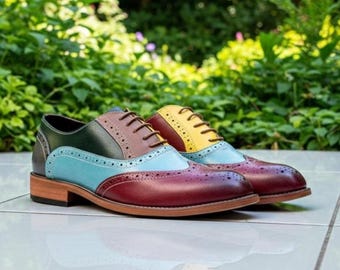 Handgjorda Oxfordskor i flerfärgat läder | Brogue-skor