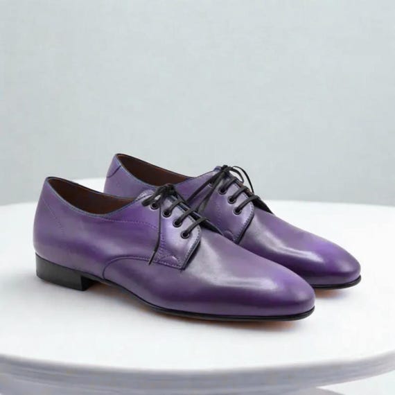 purple and black mens dress shoes Handmade Men's Purple Crocodile Texture Leather Moccasin Dress Shoes