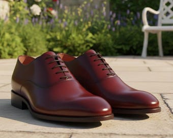 Zapatos Oxford de piel roja hechos a mano para hombre: zapatos de vestir de lujo, calzado formal para bodas y negocios.