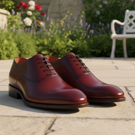 Handmade Red Leather Oxford Shoes for Men – Luxury Dress Shoes, Formal Wedding & Business Footwear