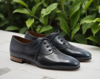 Men's Black Leather Oxford Dress Shoes | Classic Lace-Up Style