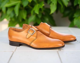 Mocasines de cuero burdeos hechos a mano / Zapatos de vestir clásicos para hombre