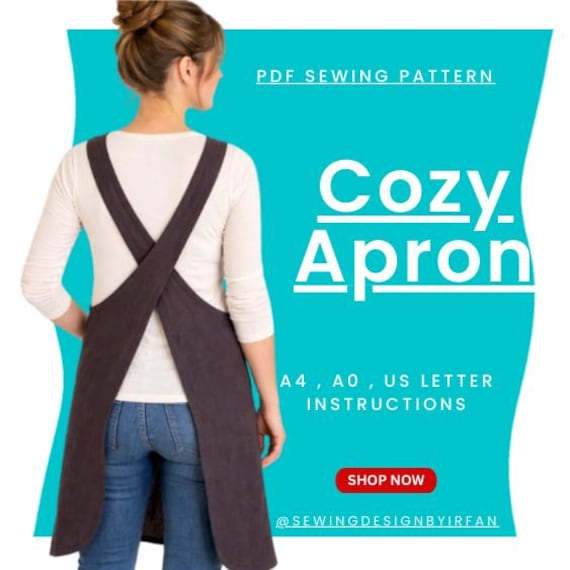 Everyday Cross-back Apron Sewing pattern | Digital Download  | A4 A0 US Letter | Beginner Friendly | Size XS–XXL (Pdf Pattern)
