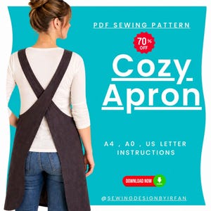 Patron de couture pour tablier croisé quotidien | Téléchargement numérique | Formats A4, A0 et Lettre US | Niveau débutant | Tailles XS à XXL (Patron PDF)