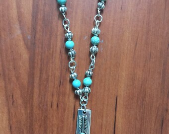 Silver and Turquoise Arrow Necklace