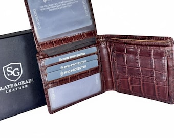 Portafoglio da uomo, portafoglio in vera pelle nera morbida, regalo per lui, fidanzato, papà, marito