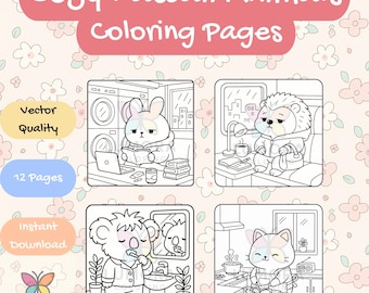 かわいい動物のぬり絵：12種類の心温まるペットの線画（PDF）