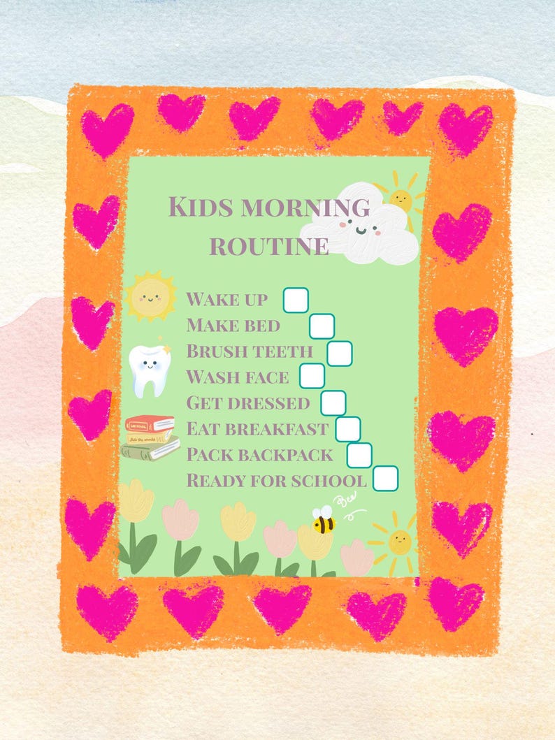 Kids Morning Routine Chart - Printable Daily Schedule for Kids (instant ...