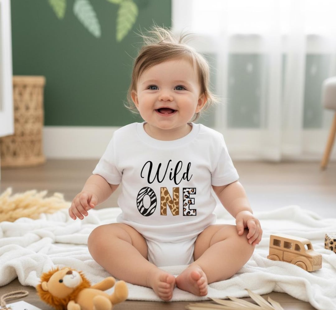 Wild One Baby Safari Animals PNG 1st Birthday T Shirt Sublimation ...