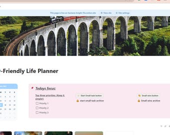 ADHD Friendly Life Planner Notion Template Simple Focus Productivity System