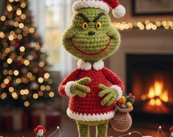 Grinch Santa Amigurumi Pattern PDF – Crochet Grinch Doll – Christmas Crochet Toy