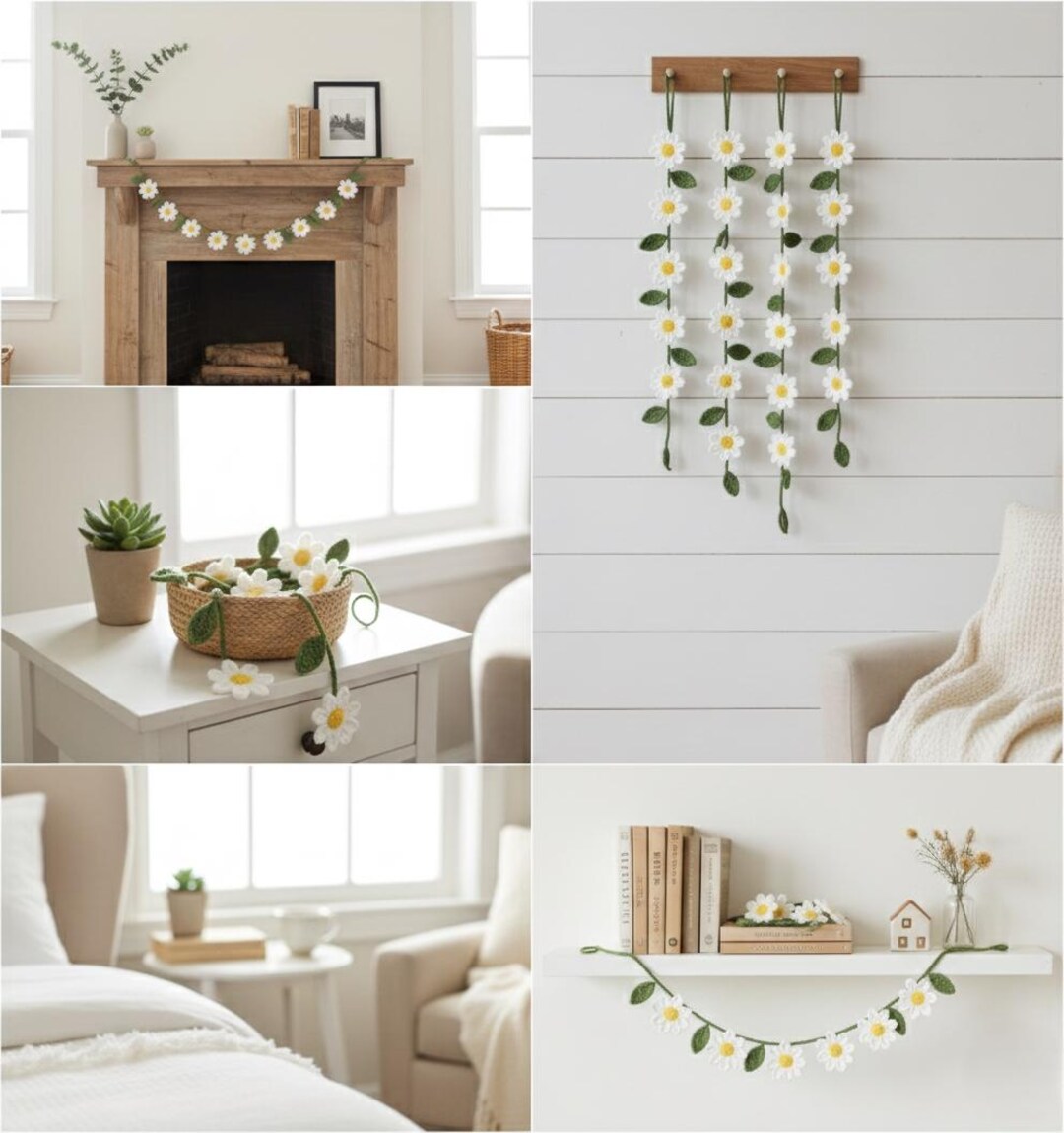Springtime Daisy Garland Crochet Pattern | DIY Flower Decor PDF - Etsy