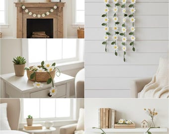 Springtime Daisy Garland Crochet Pattern | DIY Flower Decor PDF