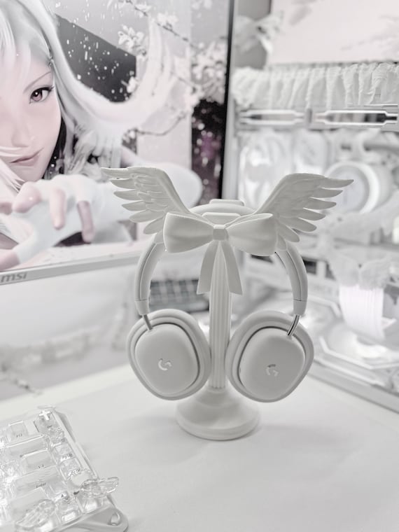 Coquette Angelic 3D Printed Headphone Stand: Desk Decor, Girly setup, Cutecore, Gifts gamers