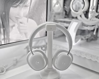Sierlijke Angelic Column-koptelefoonstandaard | Verwisselbare hulpstukken | Bureau- en pc-opstelling: bureauinrichting, girly gaming-opstelling, Cutecore-cadeau