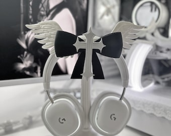 Gothic Angel Wing Headphone Stand: 3D Printed Desk Decor