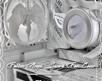 Fallen Angel Sword PC Ventilator Grill Cover 120 mm, 140 mm: Angelcore Coquette Gamer Decor