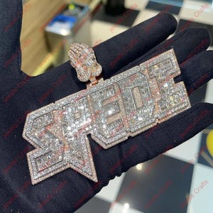 casual wear letter custom 3.5 inches men's Moissanite Diamond Pendant, 925 Sterling Silver pendant