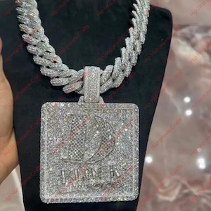 iced out customize birthday Moissanite Diamond Pendant, 925 Sterling Silver pendant