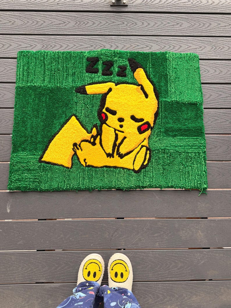 Pikachu Rectangle Rug Sleeping Pikachu Rug - Etsy