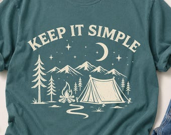 Keep It Simple Camping Graphic Tee, Vintage Outdoor Nature Lover Shirt
