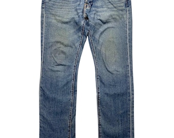 Abercrombie & Fitch Hohe Taille Jeans | Verblasster Blauer Denim, Gerades Bein W32 L30