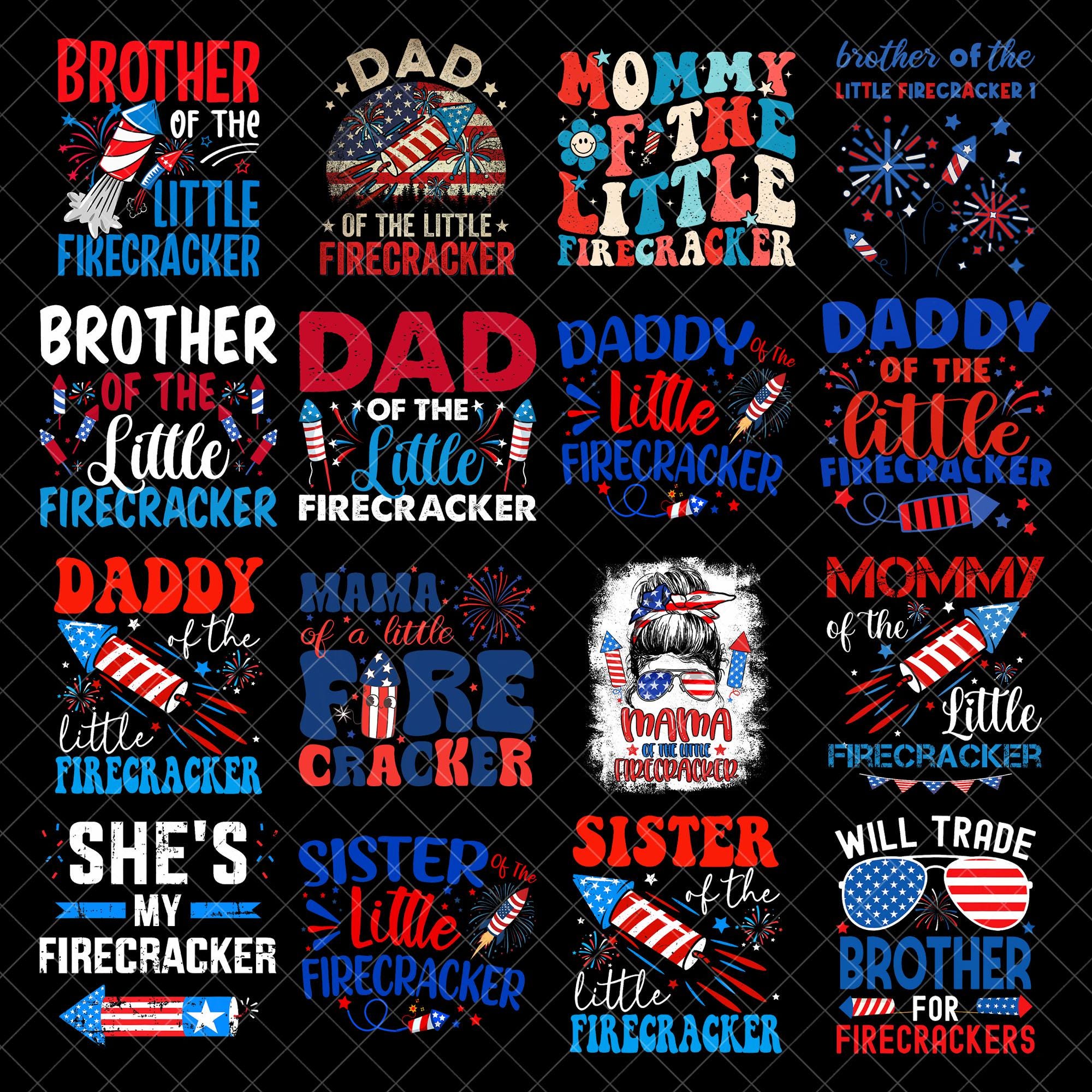 Little Firecracker Family Png Bundle , 4th of July Png, Patriotic, Mom ...