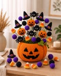 Halloween Crochet Pumpkin Bucket Pattern, Crochet Tutorial, Spider Witch Hat Candy Corn Decor , DIY Halloween Bouquet PDF (Digital Download) product logo