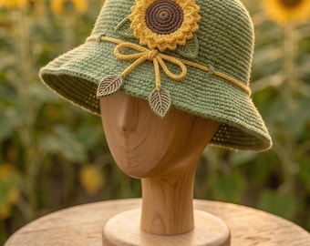 Patrón de gorro de ganchillo con forma de girasol, ideal para principiantes (PDF, descarga digital).