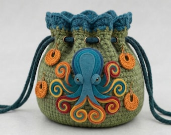 Patrón de bolso de pulpo a crochet en PDF, Patrón de bolso de pulpo, Bolso de pulpo a crochet, Patrón de bolso amigurumi, Descarga digital