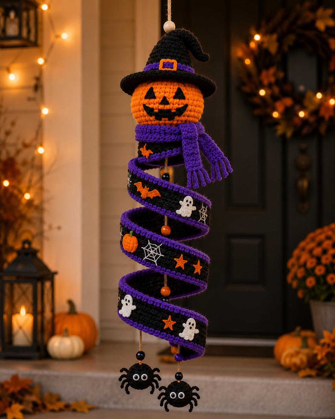 Halloween Pumpkin Spiral Hanging Decor